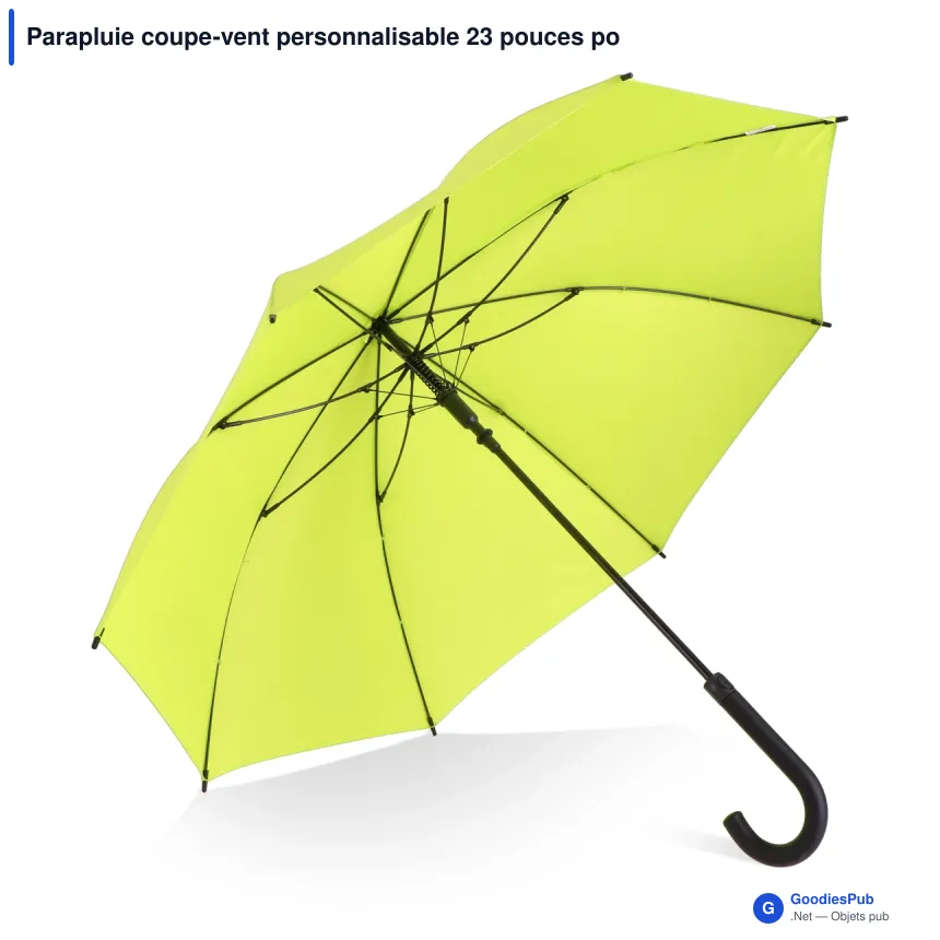 Parapluie coupe-vent personnalisable 23 pouces poignée crochet avec logo - Verdure - Image 11