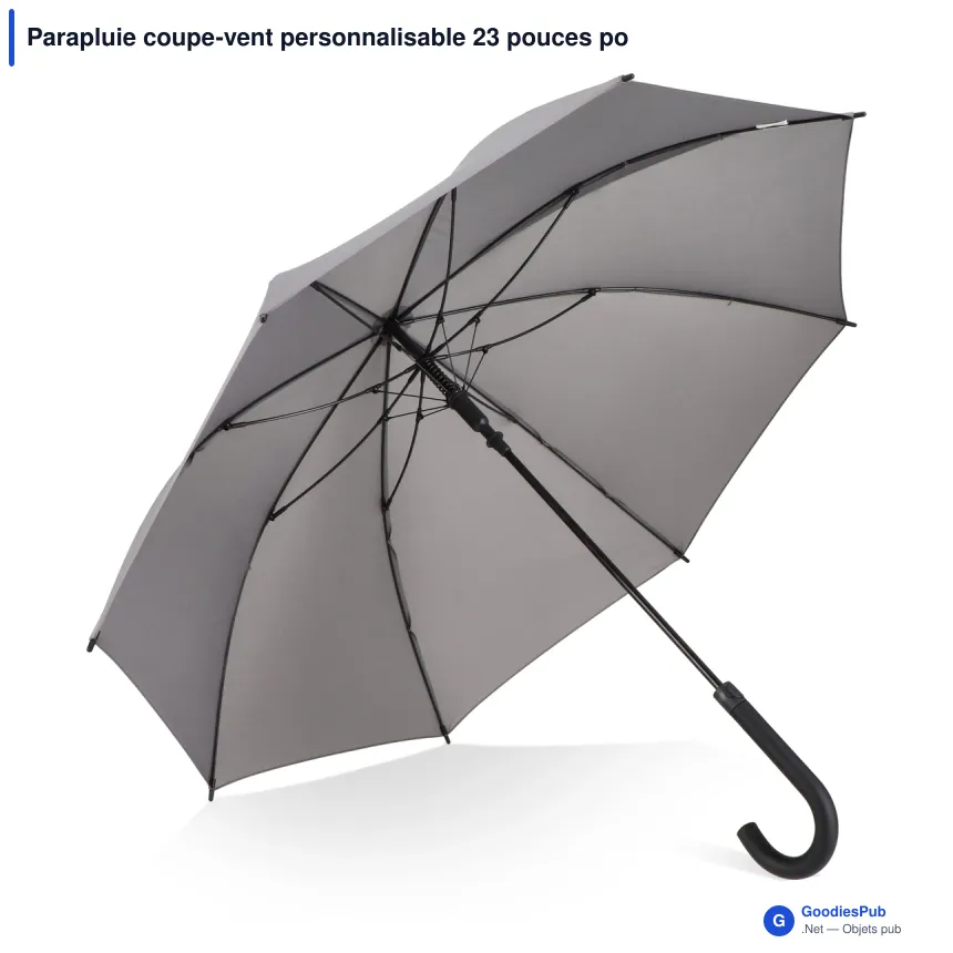 Parapluie coupe-vent personnalisable 23 pouces poignée crochet avec logo - Verdure - Image 12