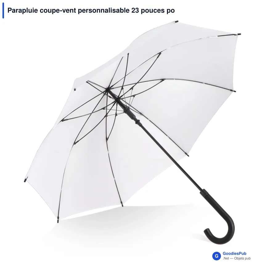 Parapluie coupe-vent personnalisable 23 pouces poignée crochet avec logo - Verdure - Image 3