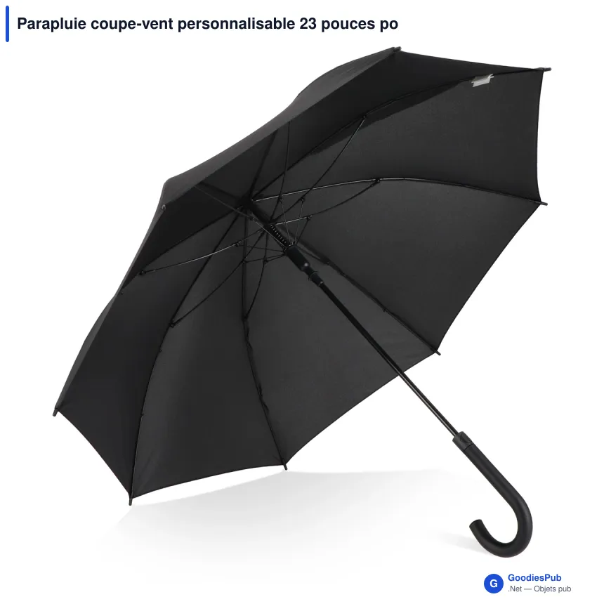 Parapluie coupe-vent personnalisable 23 pouces poignée crochet avec logo - Verdure - Image 4