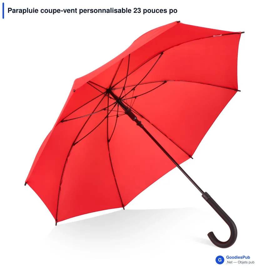 Parapluie coupe-vent personnalisable 23 pouces poignée crochet avec logo - Verdure - Image 6