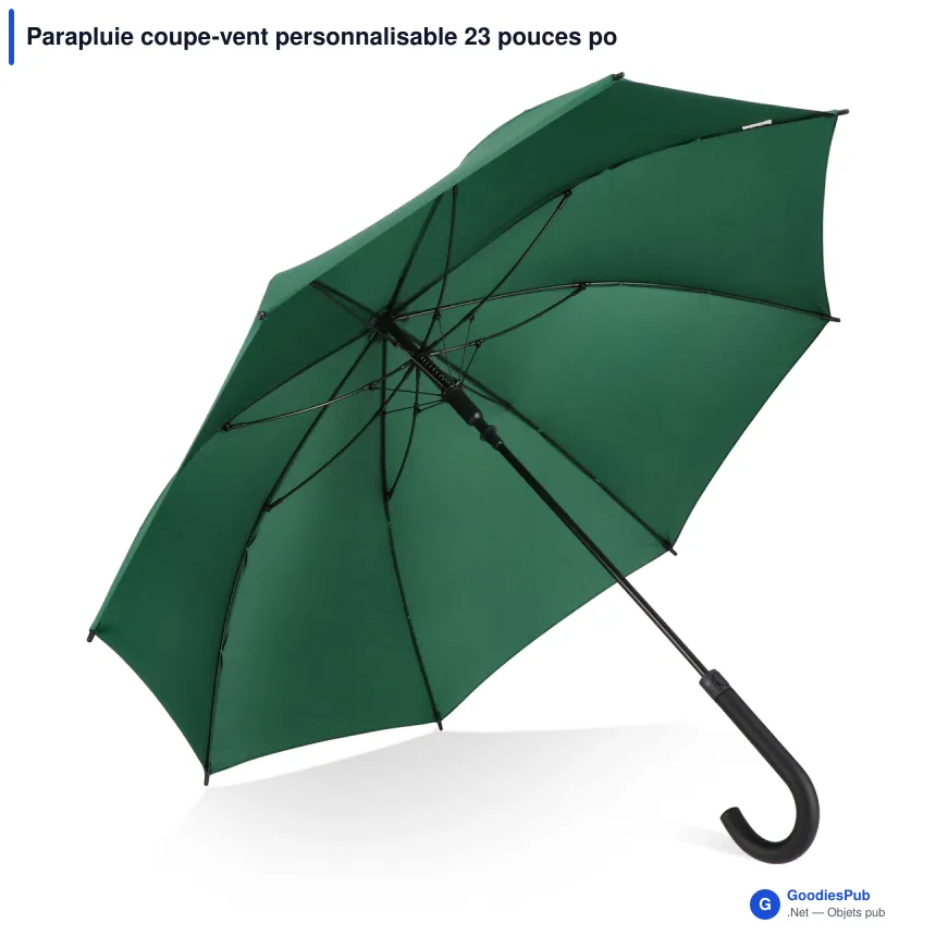 Parapluie coupe-vent personnalisable 23 pouces poignée crochet avec logo - Verdure - Image 7