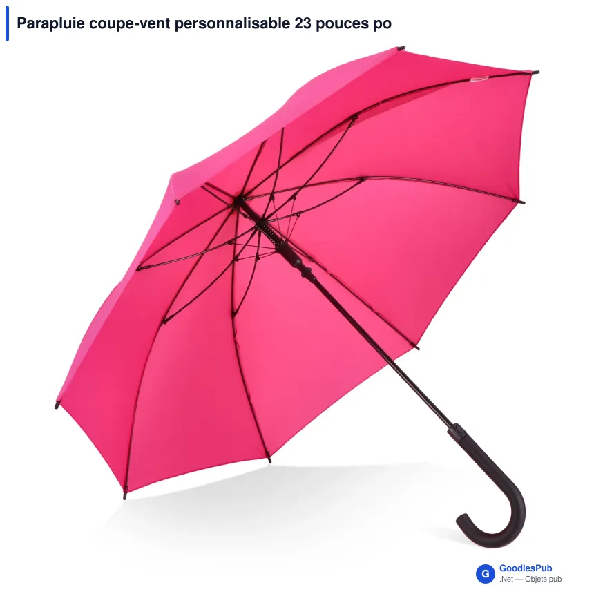 Parapluie coupe-vent personnalisable 23 pouces poignée crochet avec logo - Verdure - Image 9