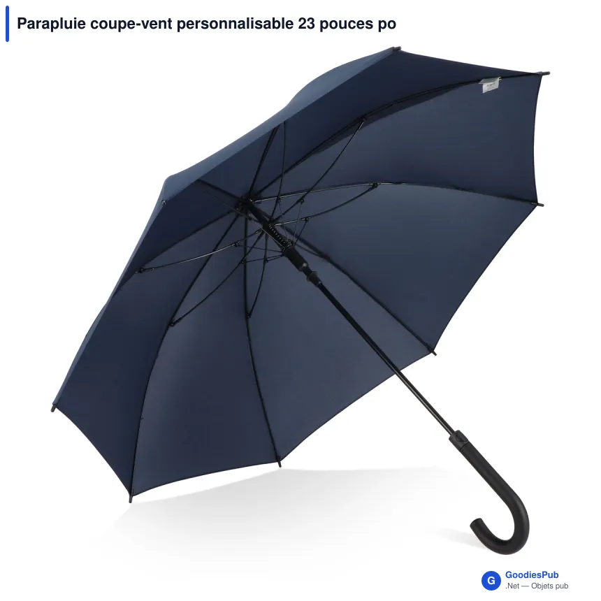 Parapluie coupe-vent personnalisable 23 pouces poignée crochet avec logo - Verdure - Image 10