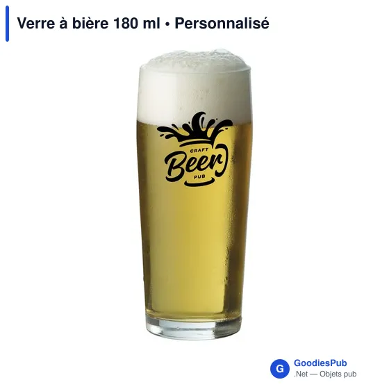 Verre à bière personnalisable avec logo - 180 ml - Image 1