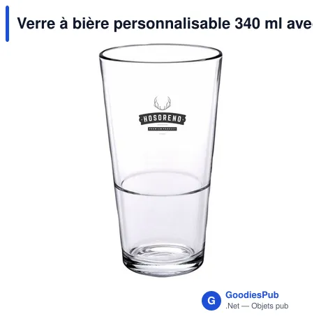 Verre à bière personnalisable 340 ml avec logo - Empilable