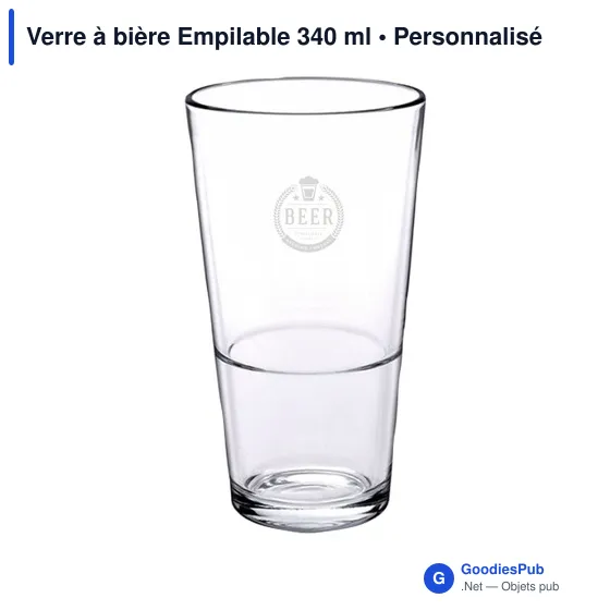 Verre à bière personnalisable 340 ml avec logo - Empilable - Image 3
