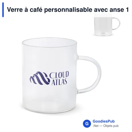 Verre à café personnalisable avec anse 180 ml avec logo - Vardez