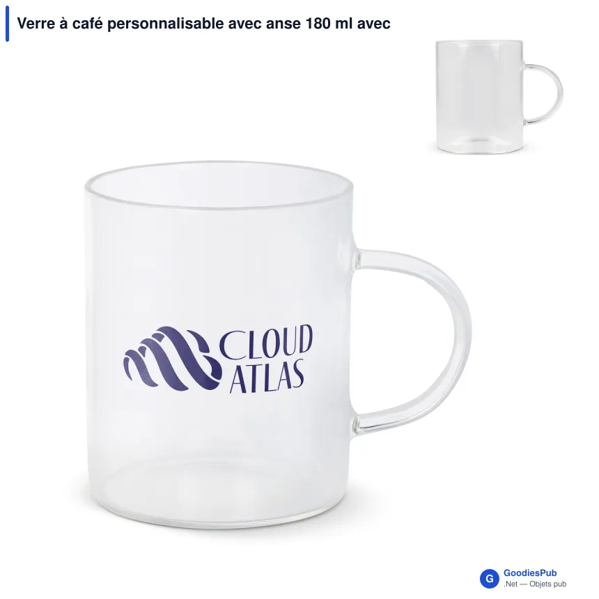 Verre à café personnalisable avec anse 180 ml avec logo - Vardez - Image 1