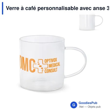 Verre à café personnalisable avec anse 300 ml avec logo - Vardez