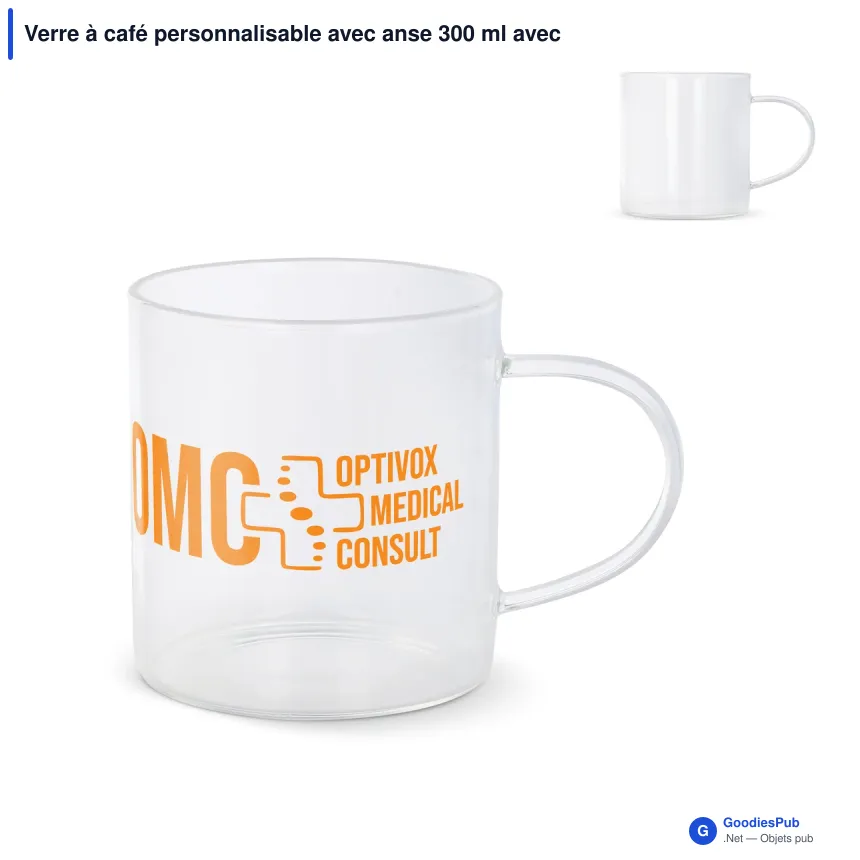 Verre à café personnalisable avec anse 300 ml avec logo - Vardez - Image 1