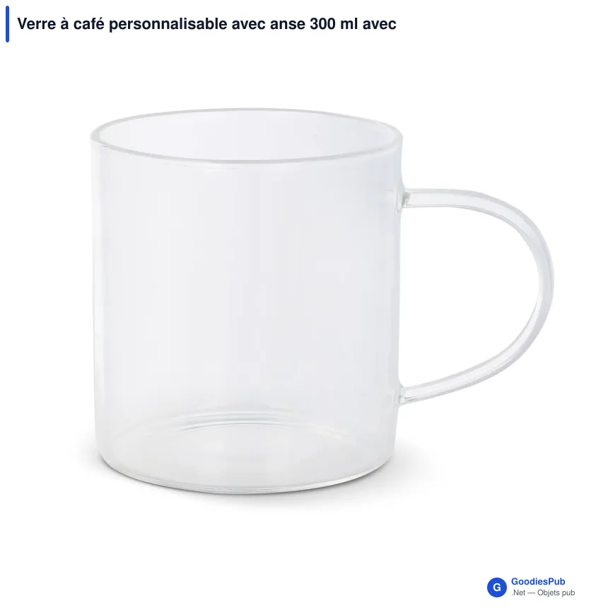 Verre à café personnalisable avec anse 300 ml avec logo - Vardez - Image 2