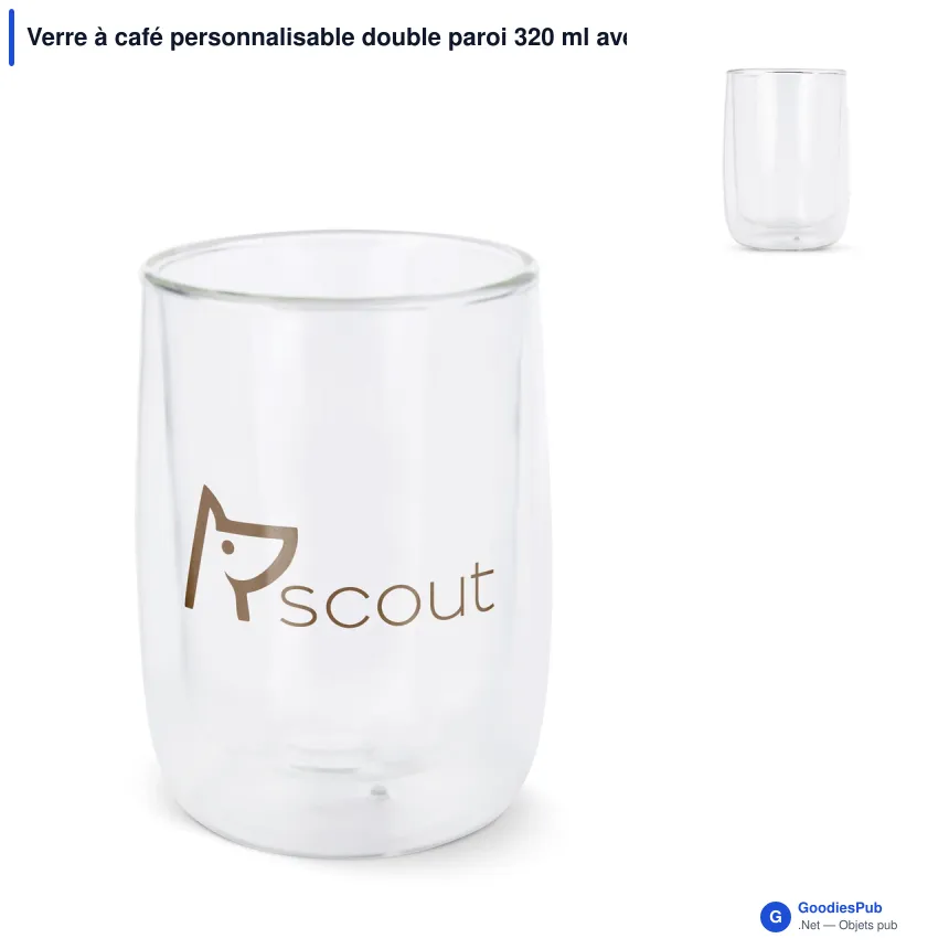 Verre à café personnalisable double paroi 320 ml avec logo - Marian - Image 1