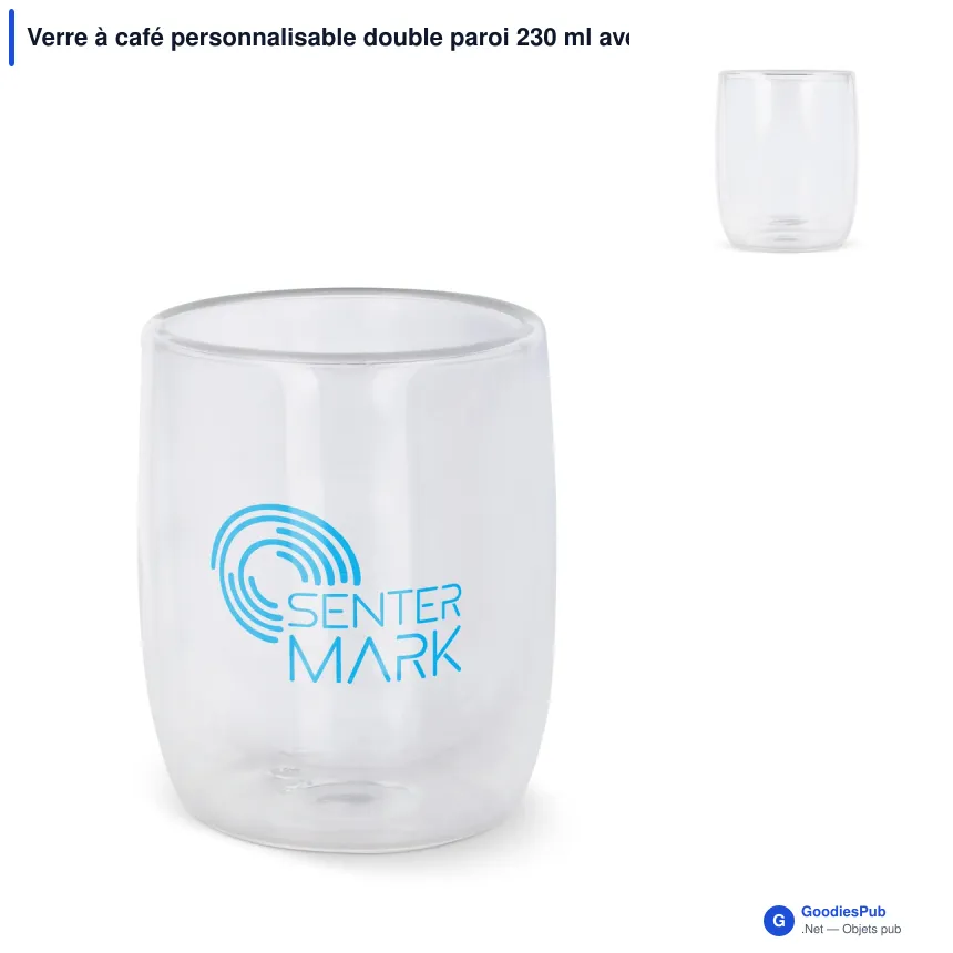 Verre à café personnalisable double paroi 230 ml avec logo - Marianne - Image 1