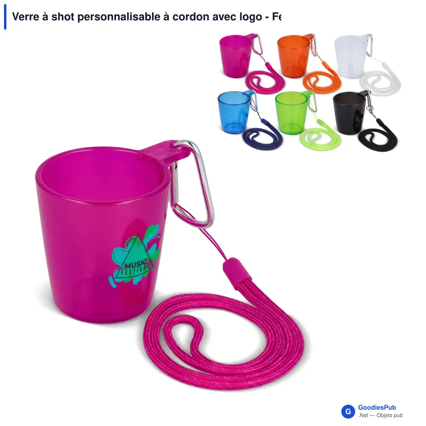 Verre à shot personnalisable à cordon avec logo - Festival - Image 1