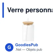 Verre personnalisable en borosilicate 450 ml avec logo - Couvercle bambou - Miniature 2