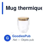 Mug thermique personnalisable avec logo - Verre isotherme Nature - Miniature 1