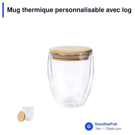 Mug thermique personnalisable avec logo - Verre isotherme Nature