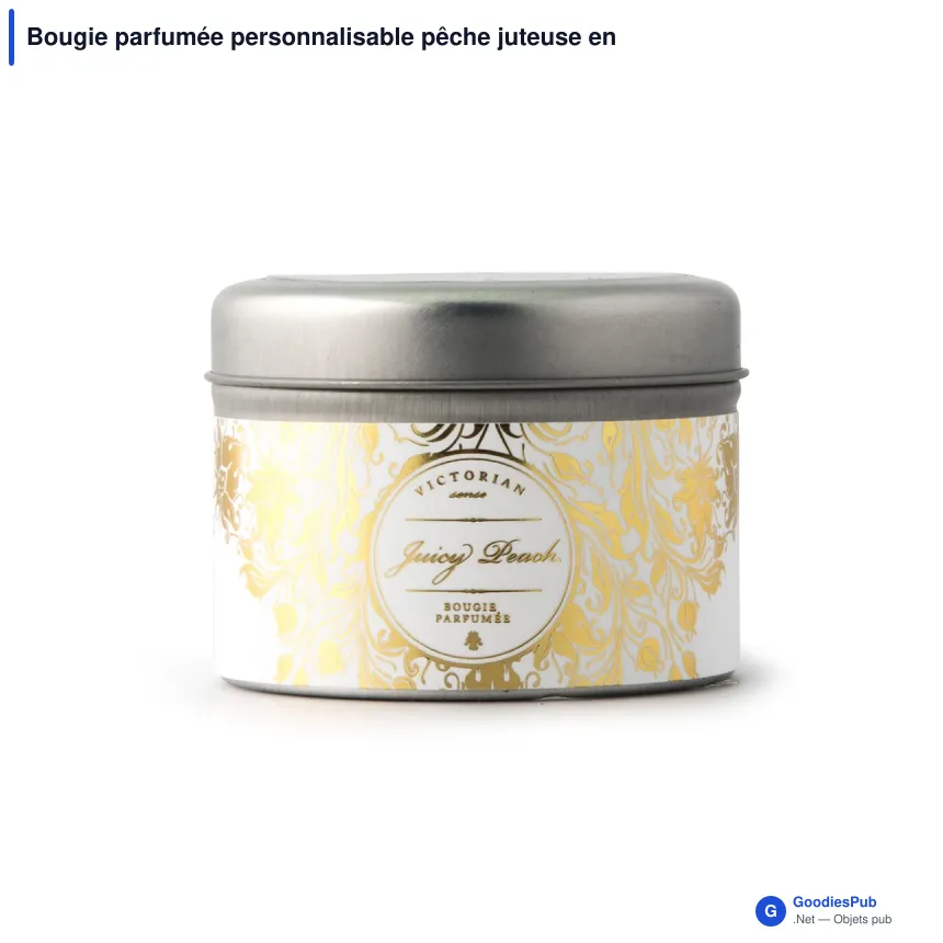 Bougie parfumée personnalisable pêche juteuse en boîte métal avec logo - Victorian - Image 2