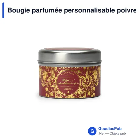 Bougie parfumée personnalisable poivre et bois de santal avec logo - Victorian