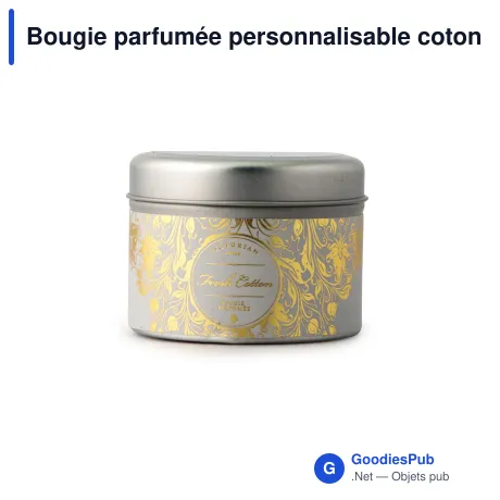 Bougie parfumée personnalisable coton frais en boîte métal avec logo - Victorian