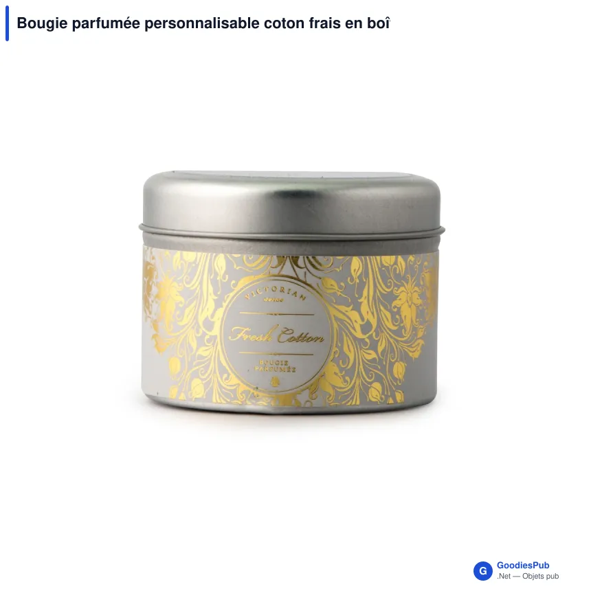 Bougie parfumée personnalisable coton frais en boîte métal avec logo - Victorian - Image 2