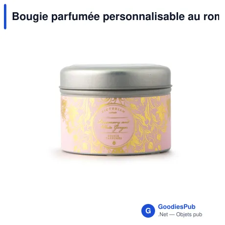 Bougie parfumée personnalisable au romarin en boîte métal avec logo - Victorian