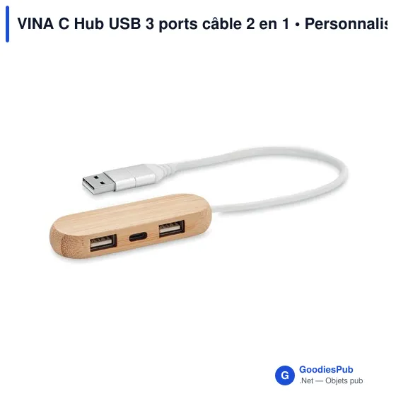 VINA C Hub USB 3 ports câble 2 en 1 - Image 1