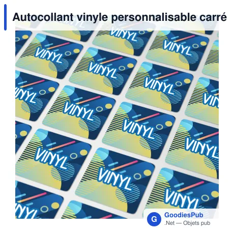 Autocollant vinyle personnalisable carré 10 x 10 mm avec logo - Sticker Carré