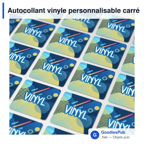 Autocollant vinyle personnalisable carré 13 x 13 mm avec logo - Sticker Carré