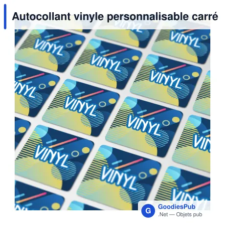 Autocollant vinyle personnalisable carré 15 x 15 mm avec logo - Sticker Carré