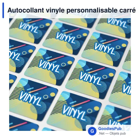 Autocollant vinyle personnalisable carré 20 x 20 mm avec logo - Sticker Carré