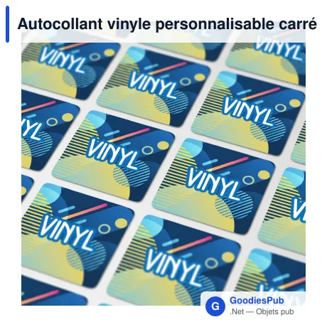 Autocollant vinyle personnalisable carré 25 x 25 mm avec logo - Sticker Carré