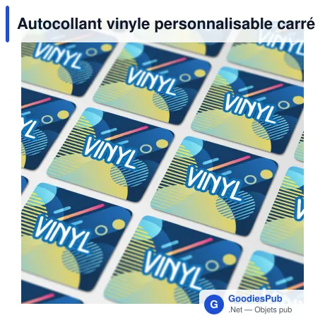 Autocollant vinyle personnalisable carré 30 x 30 mm avec logo - Sticker Carré