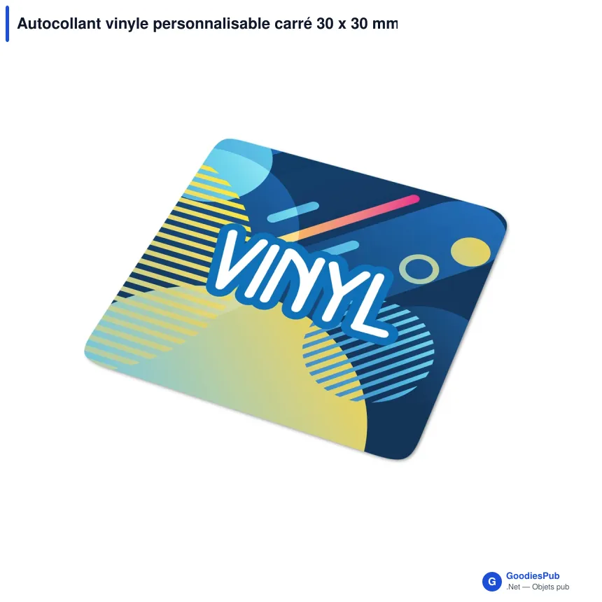 Autocollant vinyle personnalisable carré 30 x 30 mm avec logo - Sticker Carré - Image 5