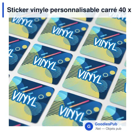 Sticker vinyle personnalisable carré 40 x 40 mm avec logo - Carré 40