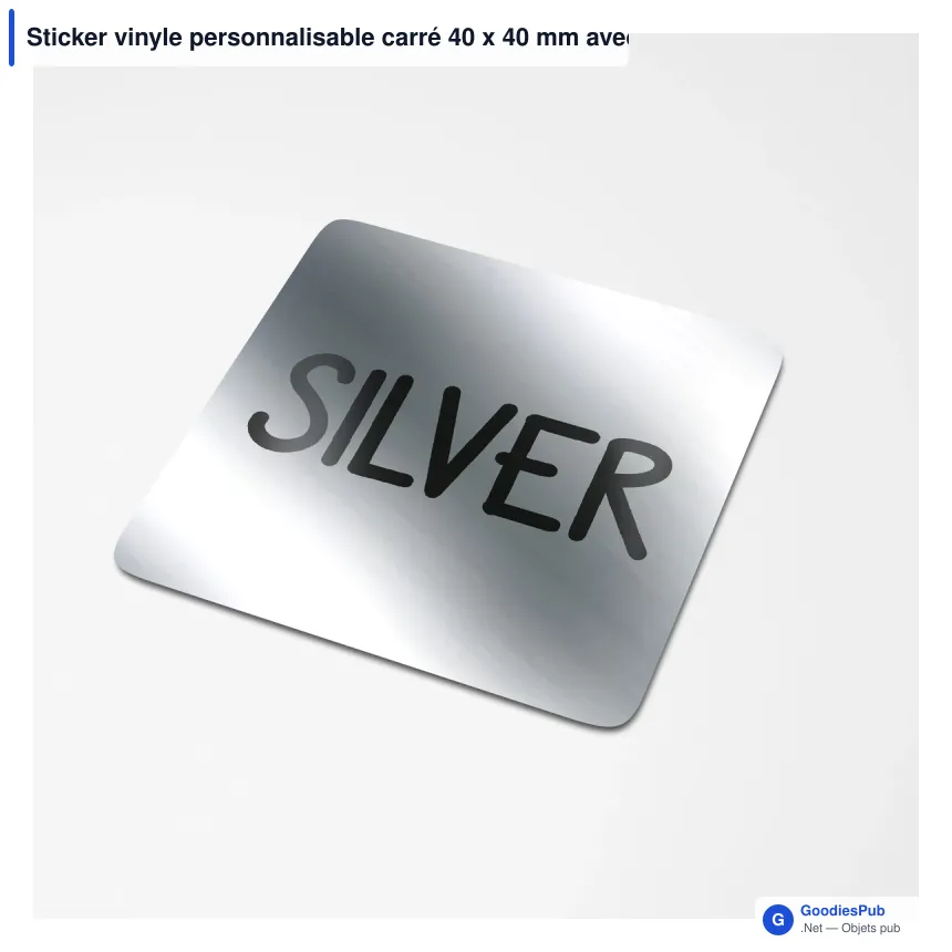 Sticker vinyle personnalisable carré 40 x 40 mm avec logo - Carré 40 - Image 2