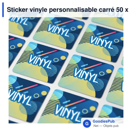 Sticker vinyle personnalisable carré 50 x 50 mm avec logo - Carré 50