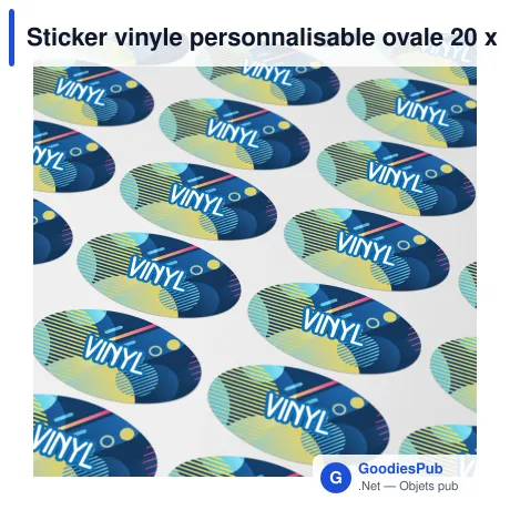 Sticker vinyle personnalisable ovale 20 x 10 mm avec logo - Ovale 20