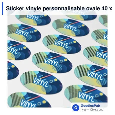 Sticker vinyle personnalisable ovale 40 x 20 mm avec logo - Ovale 40