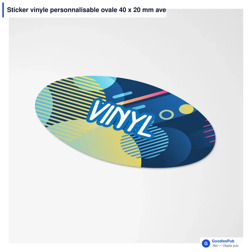 Sticker vinyle personnalisable ovale 40 x 20 mm avec logo - Ovale 40 - Image 2