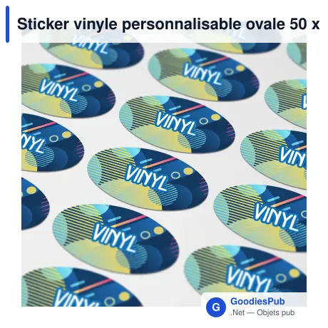 Sticker vinyle personnalisable ovale 50 x 25 mm avec logo - Ovale 50