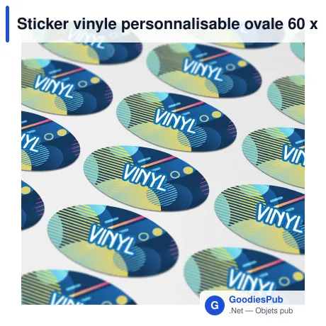 Sticker vinyle personnalisable ovale 60 x 35 mm avec logo - Ovale 60