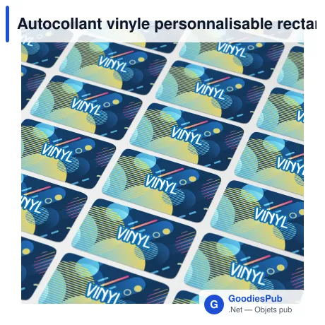 Autocollant vinyle personnalisable rectangulaire 20 x 10 mm avec logo - Sticker Rectangle