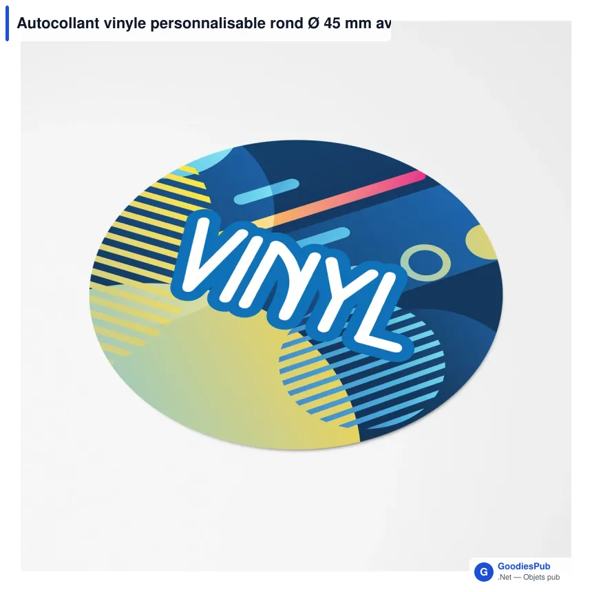 Autocollant vinyle personnalisable rond Ø 45 mm avec logo - Sticker Rond - Image 5