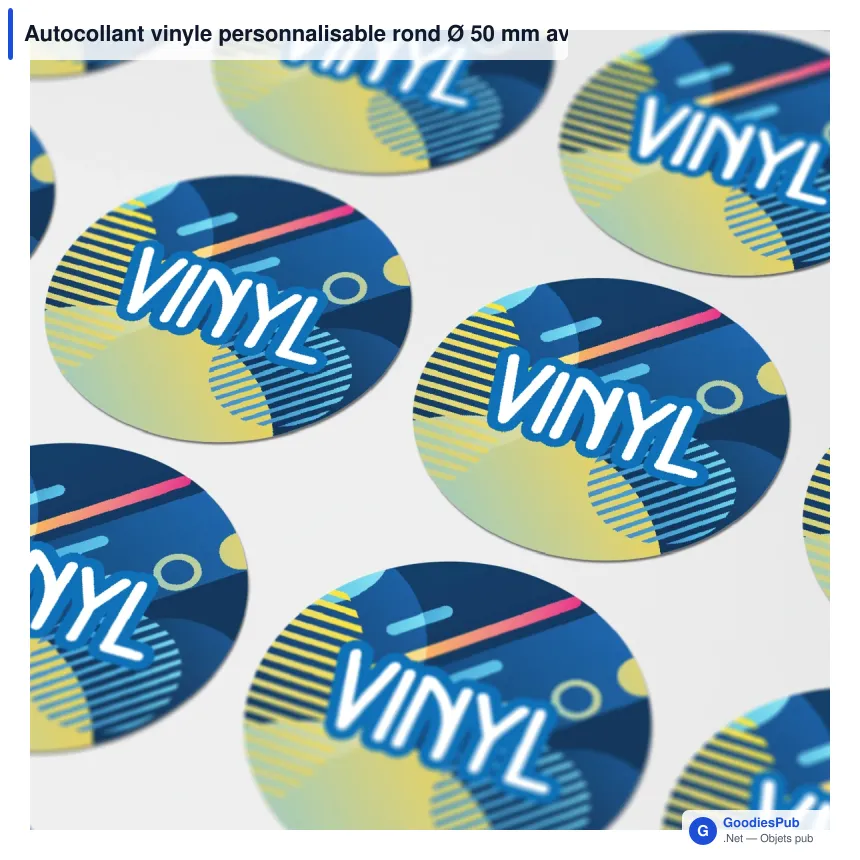 Autocollant vinyle personnalisable rond Ø 50 mm avec logo - Sticker Rond - Image 1