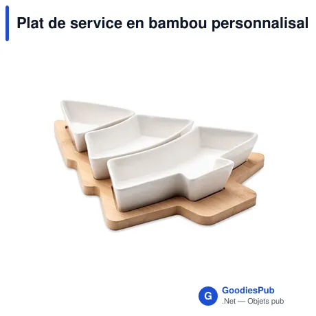 Plat de service en bambou personnalisable avec logo - VIRAM