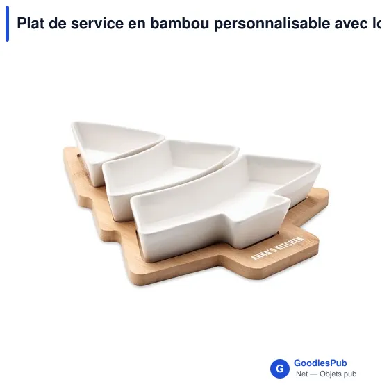 Plat de service en bambou personnalisable avec logo - VIRAM - Image 5