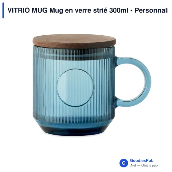 Mug en verre strié personnalisable avec logo - VITRIO MUG - Image 1