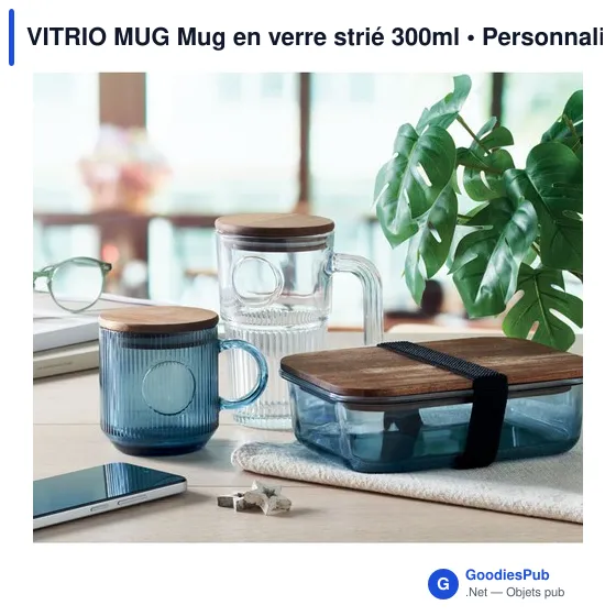 Mug en verre strié personnalisable avec logo - VITRIO MUG - Image 2